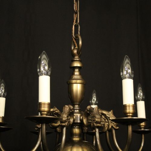 FLEMISH OXIDISED BRASS 8 ARM ANTIQUE CHANDELIER - ADDITIONAL PHOTO 7