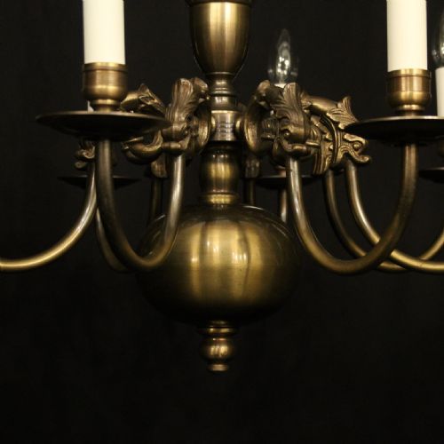 FLEMISH OXIDISED BRASS 8 ARM ANTIQUE CHANDELIER - ADDITIONAL PHOTO 8