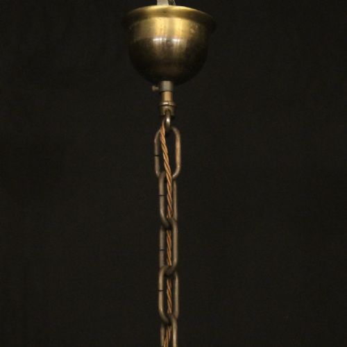 FLEMISH OXIDISED BRASS 8 ARM ANTIQUE CHANDELIER - ADDITIONAL PHOTO 9