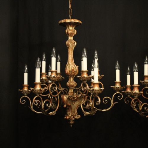 FLORENTINE PAIR 12 LIGHT POLYCHROME CHANDELIERS - ADDITIONAL PHOTO 1