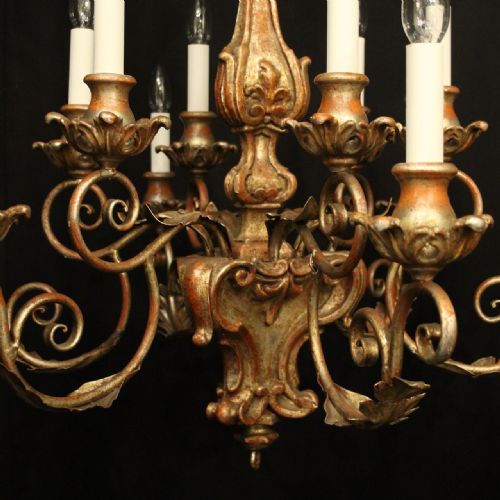FLORENTINE PAIR 12 LIGHT POLYCHROME CHANDELIERS - ADDITIONAL PHOTO 3