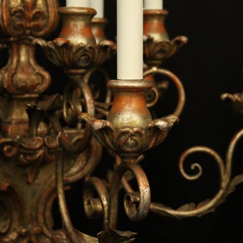 FLORENTINE PAIR 12 LIGHT POLYCHROME CHANDELIERS - ADDITIONAL PHOTO 4