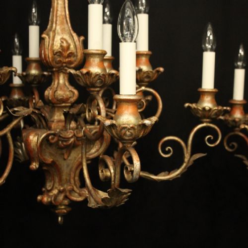 FLORENTINE PAIR 12 LIGHT POLYCHROME CHANDELIERS - ADDITIONAL PHOTO 5