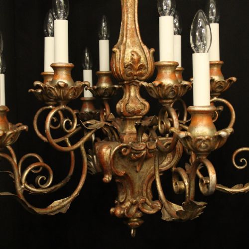 FLORENTINE PAIR 12 LIGHT POLYCHROME CHANDELIERS - ADDITIONAL PHOTO 7