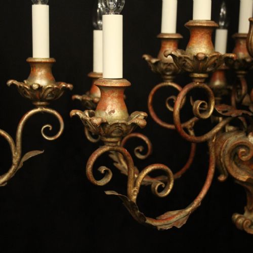 FLORENTINE PAIR 12 LIGHT POLYCHROME CHANDELIERS - ADDITIONAL PHOTO 8
