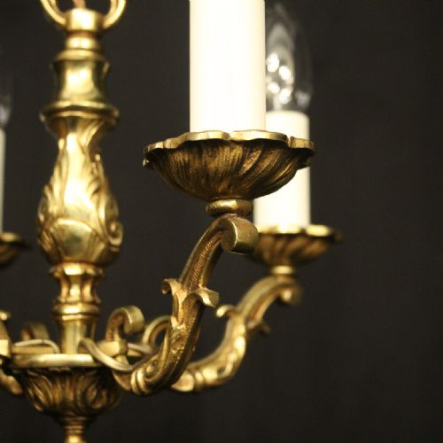 FRENCH GILDED BRASS 4 LIGHT CHANDELIER - ADDITIONAL PHOTO 4