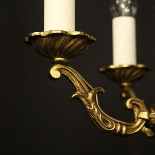 FRENCH GILDED BRASS 4 LIGHT CHANDELIER - ADDITIONAL PHOTO 5