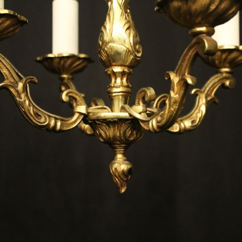 FRENCH GILDED BRASS 4 LIGHT CHANDELIER - ADDITIONAL PHOTO 8