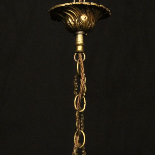 FRENCH GILDED BRASS 4 LIGHT CHANDELIER - ADDITIONAL PHOTO 9