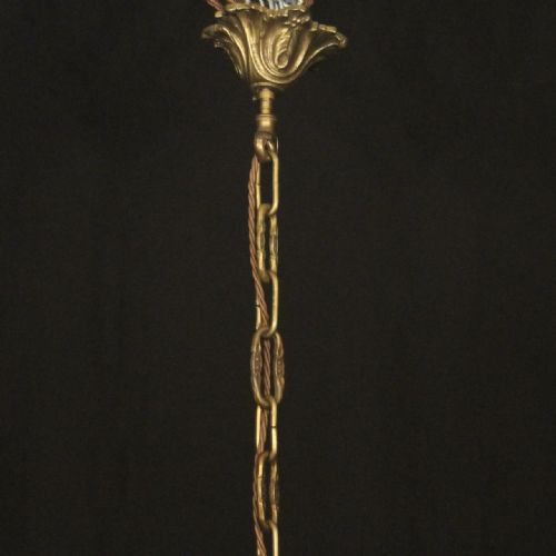 FRENCH 19TH C GILDED BRONZE TRIPLE LIGHT ANTIQUE LANTERN - ADDITIONAL PHOTO 9