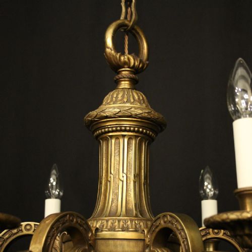 FRENCH GILDED BRONZE 6 LIGHT ANTIQUE CHANDELIER - ADDITIONAL PHOTO 7