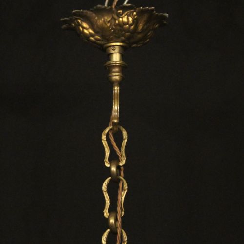 FRENCH GILDED BRONZE 6 LIGHT ANTIQUE CHANDELIER - ADDITIONAL PHOTO 9