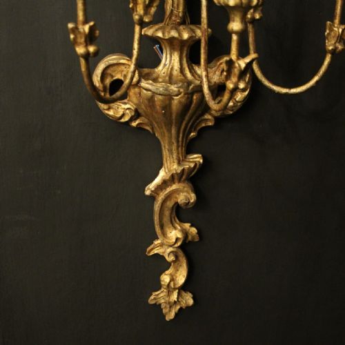 ITALIAN PAIR OF GILTWOOD ANTIQUE WALL LIGHTS - ADDITIONAL PHOTO 7