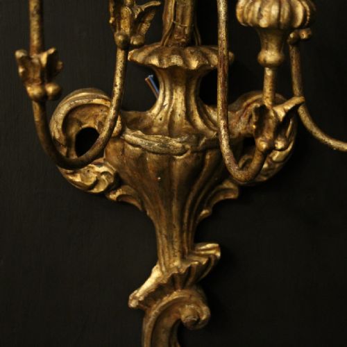 ITALIAN PAIR OF GILTWOOD ANTIQUE WALL LIGHTS - ADDITIONAL PHOTO 8