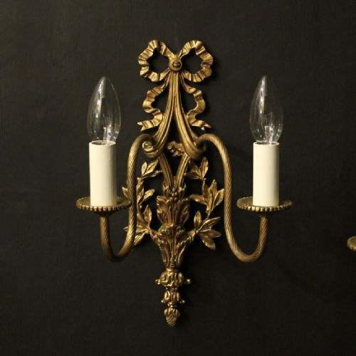 FRENCH PAIR OF RIBBON TWIN ARM WALL LIGHTS - ADDITIONAL PHOTO 1
