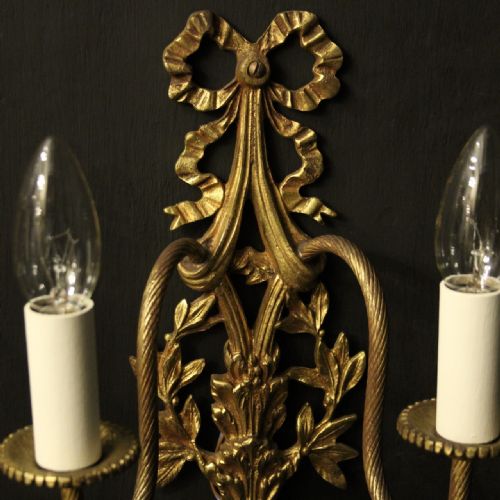 FRENCH PAIR OF RIBBON TWIN ARM WALL LIGHTS - ADDITIONAL PHOTO 2