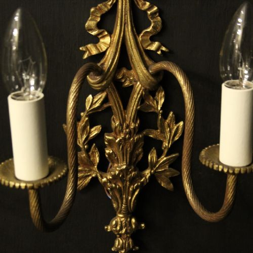 FRENCH PAIR OF RIBBON TWIN ARM WALL LIGHTS - ADDITIONAL PHOTO 3