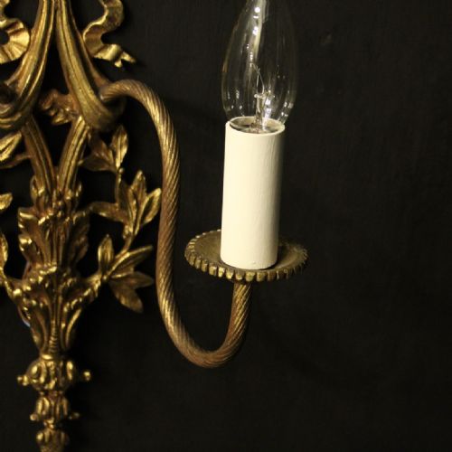 FRENCH PAIR OF RIBBON TWIN ARM WALL LIGHTS - ADDITIONAL PHOTO 4