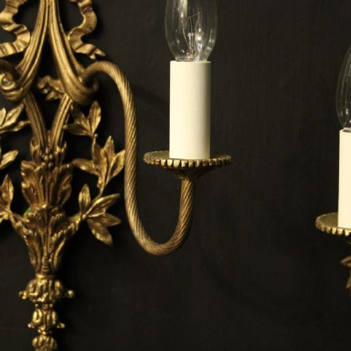 FRENCH PAIR OF RIBBON TWIN ARM WALL LIGHTS - ADDITIONAL PHOTO 5