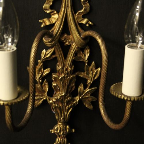 FRENCH PAIR OF RIBBON TWIN ARM WALL LIGHTS - ADDITIONAL PHOTO 7