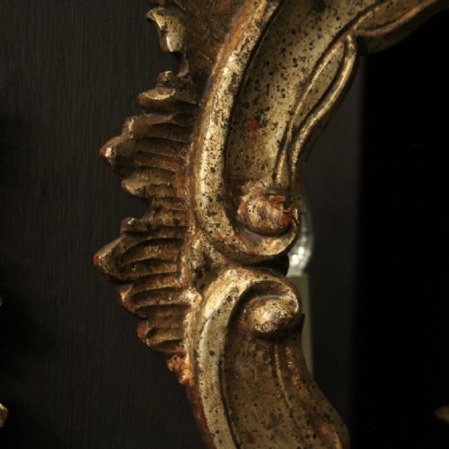 ITALIAN PAIR SILVER GILTWOOD ANTIQUE GIRANDOLES - ADDITIONAL PHOTO 5