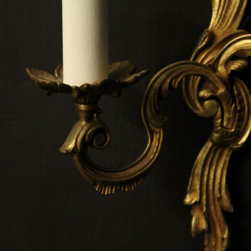 FRENCH PAIR OF GILDED TWIN ARM WALL LIGHTS - ADDITIONAL PHOTO 6
