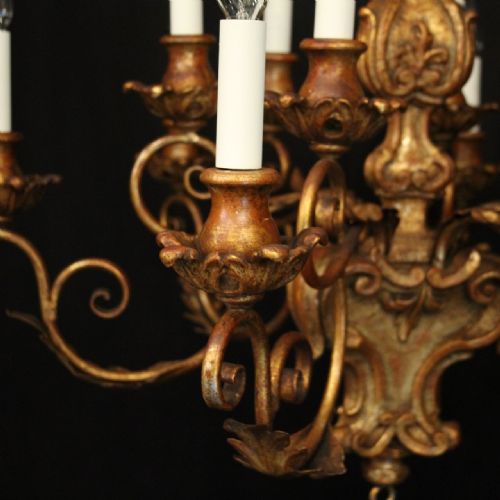FLORENTINE 12 LIGHT POLYCHROME ANTIQUE CHANDELIER - ADDITIONAL PHOTO 2