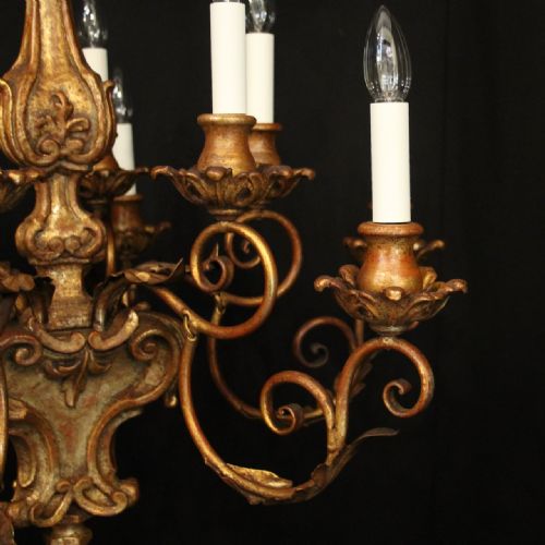 FLORENTINE 12 LIGHT POLYCHROME ANTIQUE CHANDELIER - ADDITIONAL PHOTO 3