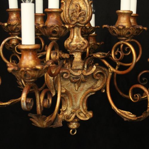 FLORENTINE 12 LIGHT POLYCHROME ANTIQUE CHANDELIER - ADDITIONAL PHOTO 4