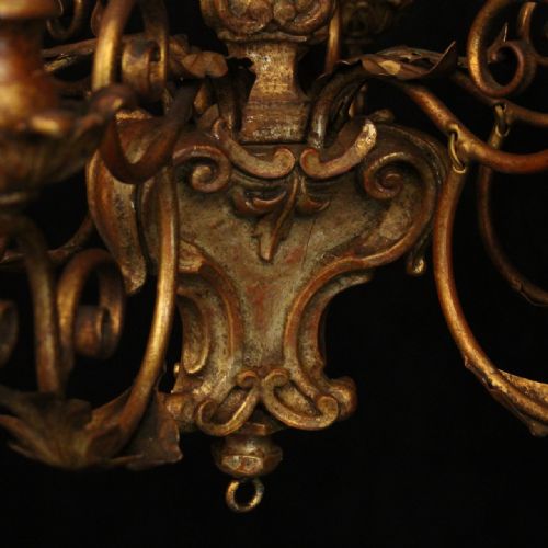 FLORENTINE 12 LIGHT POLYCHROME ANTIQUE CHANDELIER - ADDITIONAL PHOTO 5