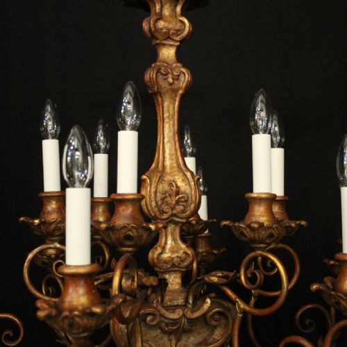 FLORENTINE 12 LIGHT POLYCHROME ANTIQUE CHANDELIER - ADDITIONAL PHOTO 6