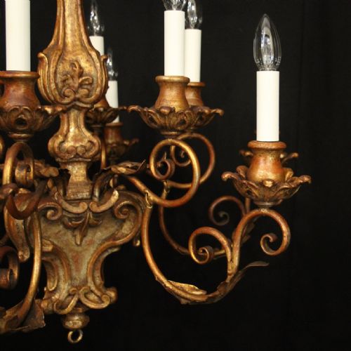 FLORENTINE 12 LIGHT POLYCHROME ANTIQUE CHANDELIER - ADDITIONAL PHOTO 8