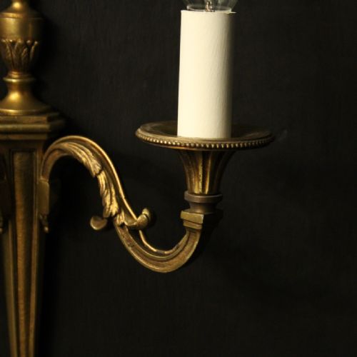 FRENCH PAIR OF GILDED ANTIQUE WALL LIGHTS - ADDITIONAL PHOTO 7