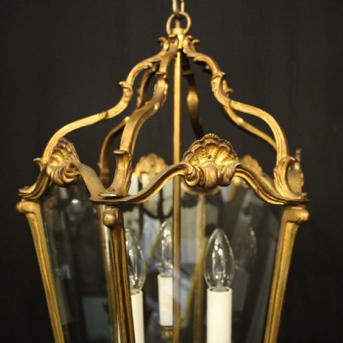 FRENCH GILDED BRONZE ANTIQUE HALL LANTERN - ADDITIONAL PHOTO 5