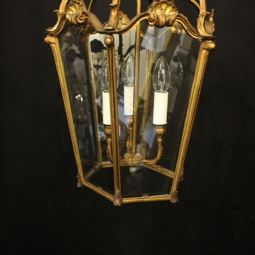 FRENCH GILDED BRONZE ANTIQUE HALL LANTERN - ADDITIONAL PHOTO 6