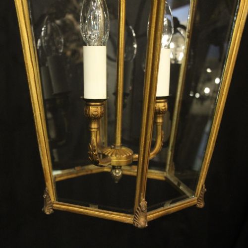 FRENCH GILDED BRONZE ANTIQUE HALL LANTERN - ADDITIONAL PHOTO 7