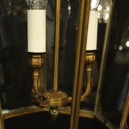 FRENCH GILDED BRONZE ANTIQUE HALL LANTERN - ADDITIONAL PHOTO 8