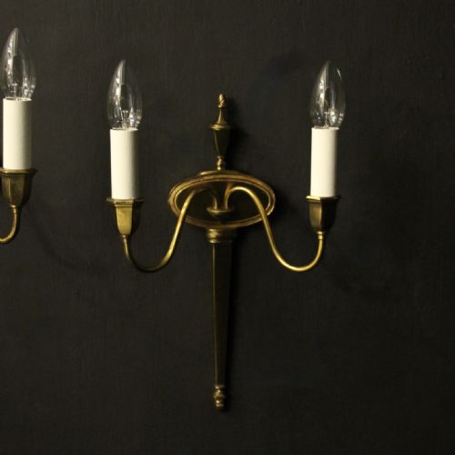 FRENCH PAIR OF GILDED TWIN ARM ANTIQUE WALL LIGHTS - ADDITIONAL PHOTO 1