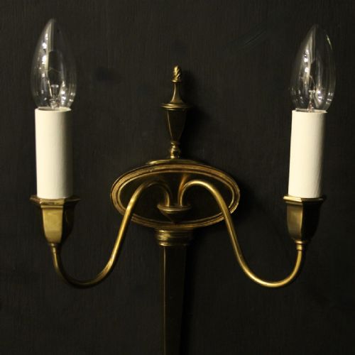 FRENCH PAIR OF GILDED TWIN ARM ANTIQUE WALL LIGHTS - ADDITIONAL PHOTO 2