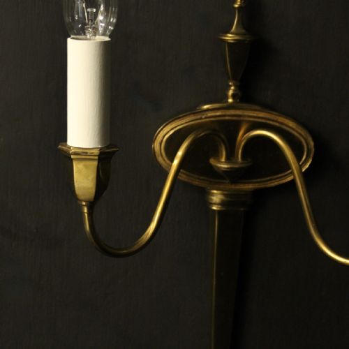 FRENCH PAIR OF GILDED TWIN ARM ANTIQUE WALL LIGHTS - ADDITIONAL PHOTO 3