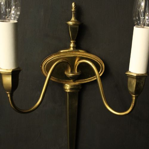 FRENCH PAIR OF GILDED TWIN ARM ANTIQUE WALL LIGHTS - ADDITIONAL PHOTO 4