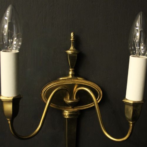 FRENCH PAIR OF GILDED TWIN ARM ANTIQUE WALL LIGHTS - ADDITIONAL PHOTO 5