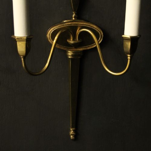 FRENCH PAIR OF GILDED TWIN ARM ANTIQUE WALL LIGHTS - ADDITIONAL PHOTO 7