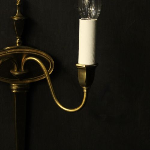 FRENCH PAIR OF GILDED TWIN ARM ANTIQUE WALL LIGHTS - ADDITIONAL PHOTO 8