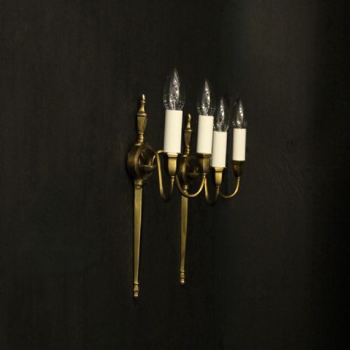 FRENCH PAIR OF GILDED TWIN ARM ANTIQUE WALL LIGHTS - ADDITIONAL PHOTO 9