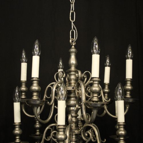 ENGLISH SILVER 12 LIGHT LATE 19TH C ANTIQUE CHANDELIER - ADDITIONAL PHOTO 1