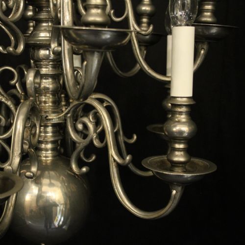 ENGLISH SILVER 12 LIGHT LATE 19TH C ANTIQUE CHANDELIER - ADDITIONAL PHOTO 3