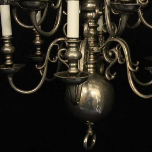 ENGLISH SILVER 12 LIGHT LATE 19TH C ANTIQUE CHANDELIER - ADDITIONAL PHOTO 4