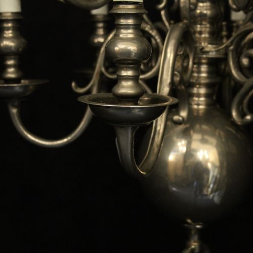 ENGLISH SILVER 12 LIGHT LATE 19TH C ANTIQUE CHANDELIER - ADDITIONAL PHOTO 5