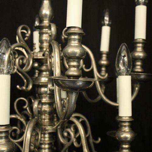 ENGLISH SILVER 12 LIGHT LATE 19TH C ANTIQUE CHANDELIER - ADDITIONAL PHOTO 6